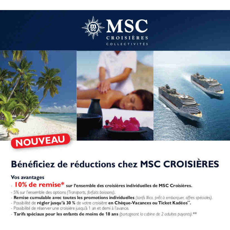 Réduction -10% chez Croisière MSC avec Accès CE